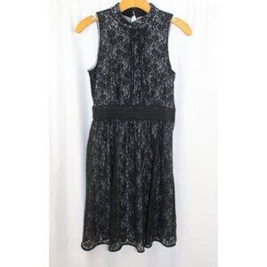 Fervour Womens Black Lace Overlay Sleeveless Dress S